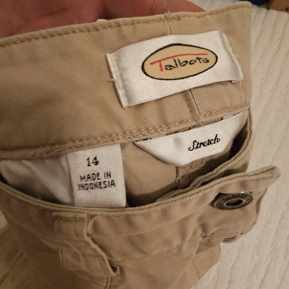 Talbots knee length Khaki shirt  stretch 14
